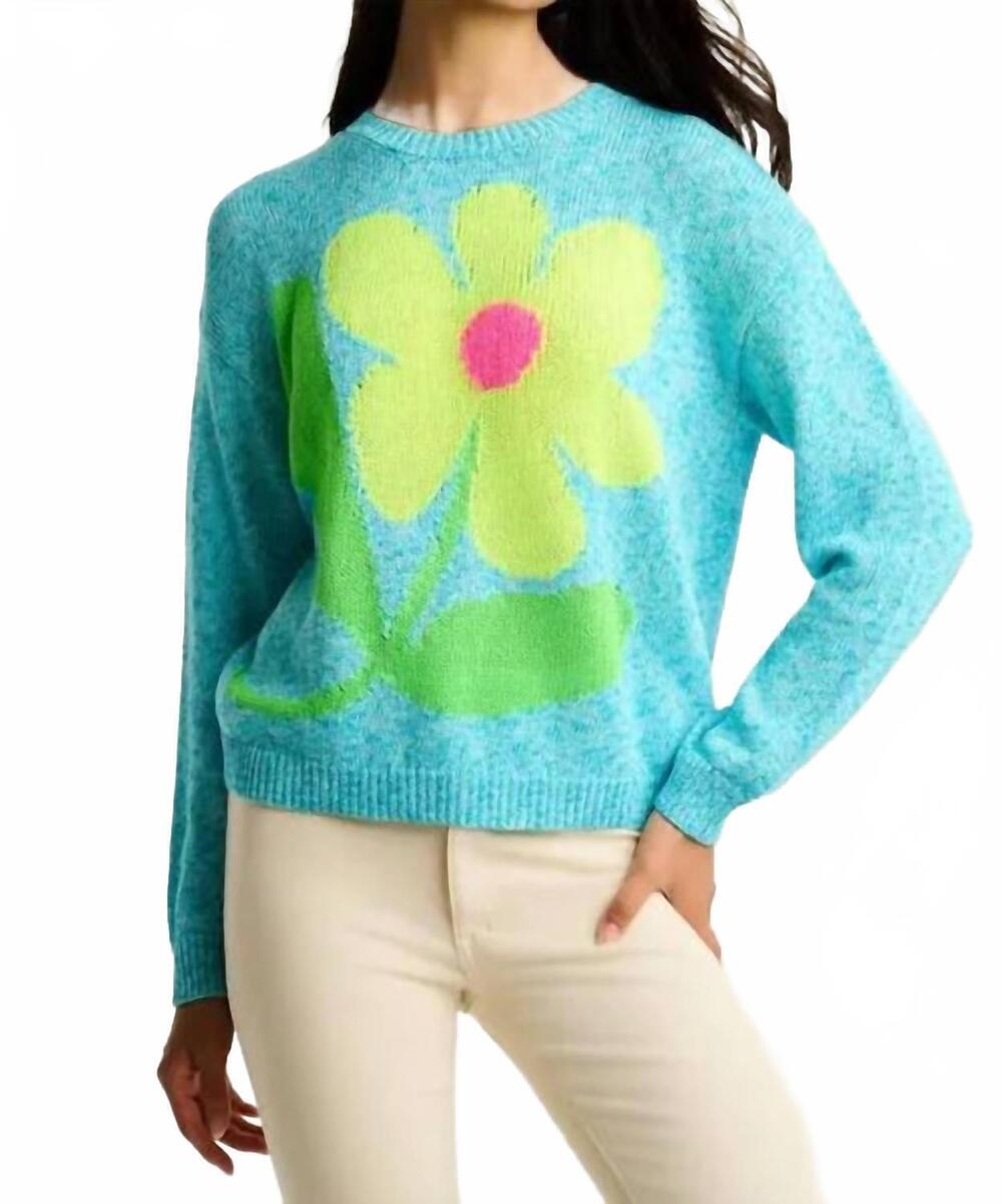 NEW LISA TODD bel fiore sweater in blue crush